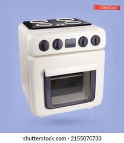 Kitchen stove 3d render vector icon