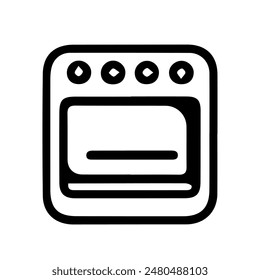 Kitchen stove in doodle style isolated on white background. Signature icon. Outline vector illustration. Can be used as an icon or symbol. Decorative element. Hand drawn black sketch.
