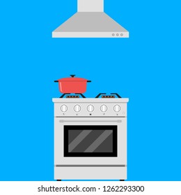 Kitchen stove flat style isolated gas cooker illustration Vector