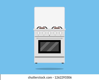 Kitchen stove flat style isolated gas cooker illustration Vector