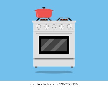 Kitchen stove flat style isolated gas cooker illustration Vector