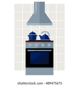 Kitchen stove flat vector illustration. 