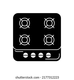 kitchen stove  icon in black flat glyph, filled style isolated on white background