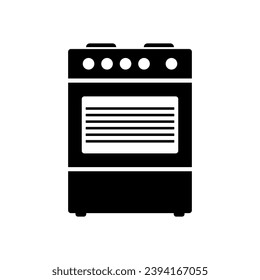 Kitchen stove icon. Black silhouette. Front view. Vector simple flat graphic illustration. Isolated object on a white background. Isolate.