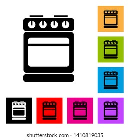 Kitchen Stove Icon in Different Color Background