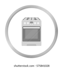 Kitchen stove icon in monochrome style isolated on white background. Household appliance symbol stock vector illustration.