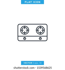 Kitchen Stove Icon Vector Design Template. Linear Style, Editable Stroke
