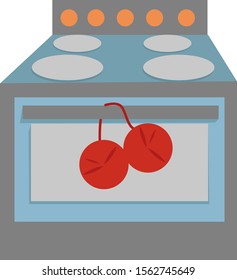 Kitchen stove illustration vector on white background.