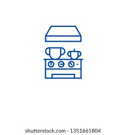 Kitchen stove line icon concept. Kitchen stove flat  vector symbol, sign, outline illustration.