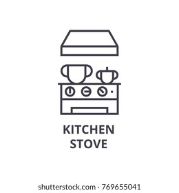 kitchen stove line icon, outline sign, linear symbol, vector, flat illustration