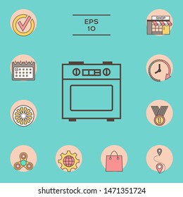 Kitchen stove linear icon. Graphic elements for your design