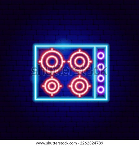 Kitchen Stove Neon Sign. Vector Illustration of Household Appliances Promotion.