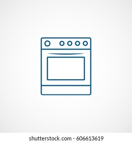 Kitchen Stove With Oven Blue Line Icon On White Background