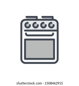 Kitchen stove and oven color line icon. Home appliance vector outline colorful sign.