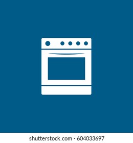 Kitchen Stove With Oven Flat Icon On Blue Background