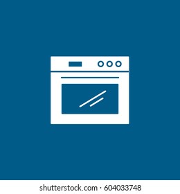 Kitchen Stove With Oven Flat Icon On Blue Background