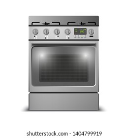 Kitchen stove. Oven. The household equipment. Preparing food, cooking. Vector illustration on white background.