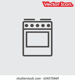 kitchen stove with oven. Icon isolated sign symbol and flat style for app, web and digital design. Vector illustration.