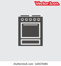 kitchen stove with oven. Icon isolated sign symbol and flat style for app, web and digital design. Vector illustration.