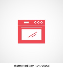 Kitchen Stove And Oven Red Flat Icon On White Background