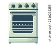 Kitchen stove with oven. Vector illustration on white background
