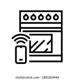 kitchen stove remote control line icon vector. kitchen stove remote control sign. isolated contour symbol black illustration