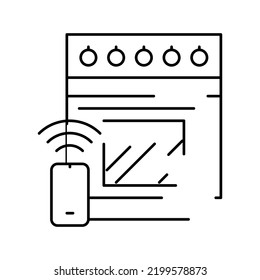 kitchen stove remote control line icon vector. kitchen stove remote control sign. isolated contour symbol black illustration