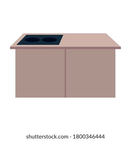 kitchen stove with wooden drawers, in white background vector illustration design