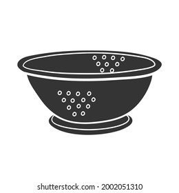 Kitchen Strainer Icon Silhouette Illustration. Cooking Tools Vector Graphic Pictogram Symbol Clip Art. Doodle Sketch Black Sign.