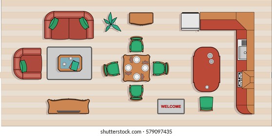 Kitchen studio top view