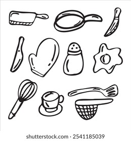 kitchen stuff hand draw vector illustration