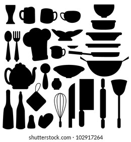 kitchen stuff icons for food menu, and web icons