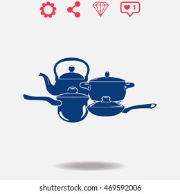 Kitchen stuff vector icon on grey background.