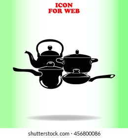 Kitchen stuff web icon. Black illustration on white background