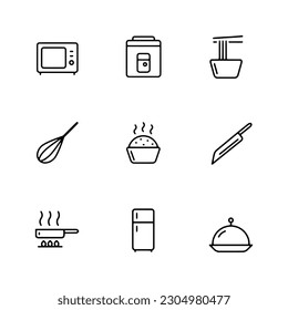 kitchen stuffs icon set on white