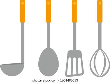 Kitchen supplies illustration . ladle.  whisk 