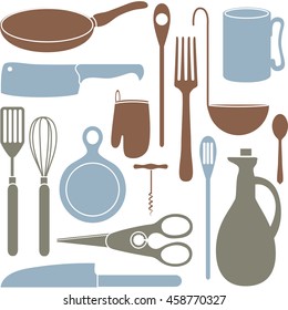 kitchen supplies isolated on white background