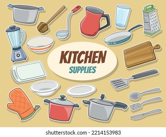 Kitchen Supplies Set In Vector