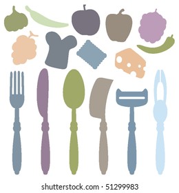 Kitchen supply silhouettes in vector