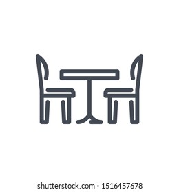 Kitchen table with chairs line icon. Furniture vector outline sign.