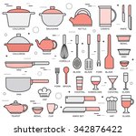 kitchen table for cooking in house vector illustration for web and mobile. On flat in thin lines style design background concept.