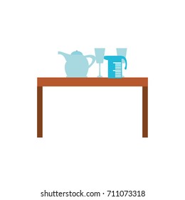 kitchen table and glass vector illustration
