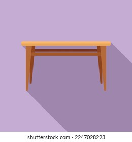 Kitchen table icon flat vector. Wood desk. Top board