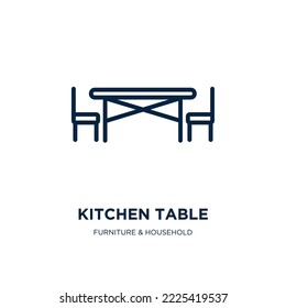 kitchen table icon from furniture  household collection. Thin linear kitchen table, kitchen, table outline icon isolated on white background. Line vector kitchen table sign, symbol for web and mobile