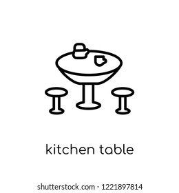 kitchen table icon. Trendy modern flat linear vector kitchen table icon on white background from thin line Furniture and household collection, outline vector illustration