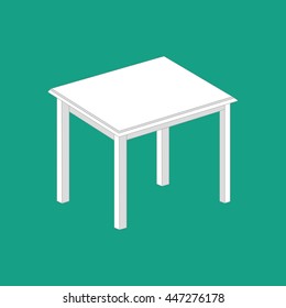 Kitchen table illustration on the green background. Vector illustration
