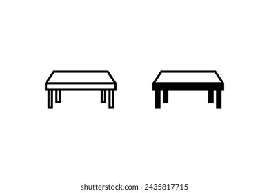 Kitchen table line icon isolated on white and black