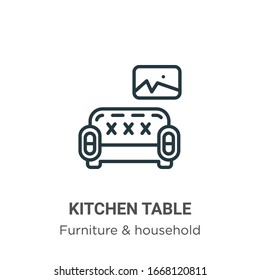 Kitchen table outline vector icon. Thin line black kitchen table icon, flat vector simple element illustration from editable furniture and household concept isolated stroke on white background