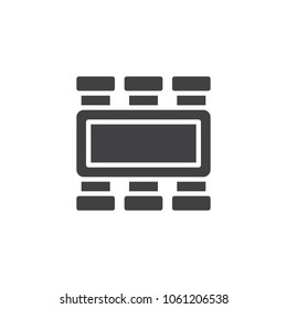 Kitchen table and six chairs, top view vector icon. filled flat sign for mobile concept and web design. simple solid icon. Symbol, logo illustration. Pixel perfect vector graphics