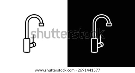 Kitchen tap icon in black line illustration. Design logo for app, UI.